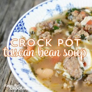 Crock Pot Tuscan Bean Soup is a flavorful Italian inspired recipe that is perfect for the slow cooker whether it is for family dinner or a potluck.