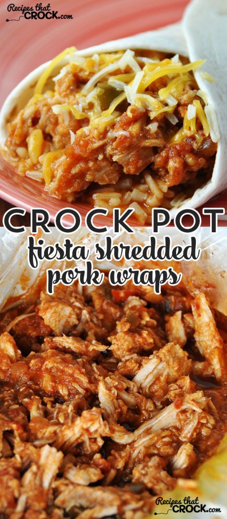 These Crock Pot Fiesta Shredded Pork Wraps are quick, easy, budget friendly AND super tasty!