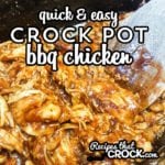 Quick and Easy Crock Pot BBQ Chicken- We are sharing our secret to throwing together barbecue chicken that is great to use in salads and for sandwiches. We are also including our favorite summer salad to make with it!