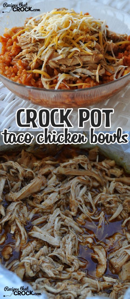 Switch up taco night with these amazing Crock Pot Taco Chicken Bowls! They are quick, easy and delicious!
