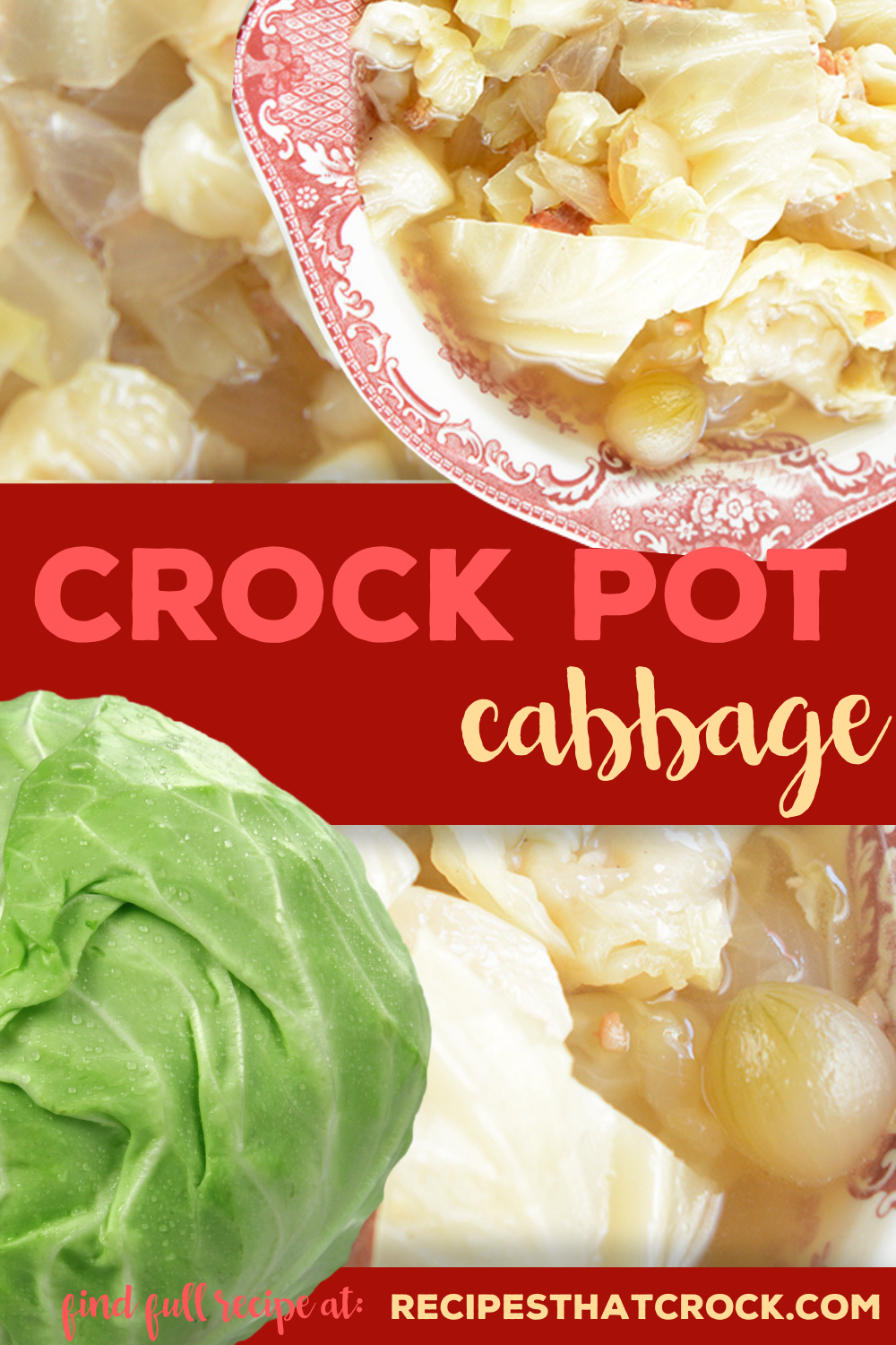 Crock Pot Cabbage Recipe: This super easy recipe tastes just like grandma used to make! Tender cabbage with the savory flavor of bacon and onions makes the perfect side dish for any family dinner.