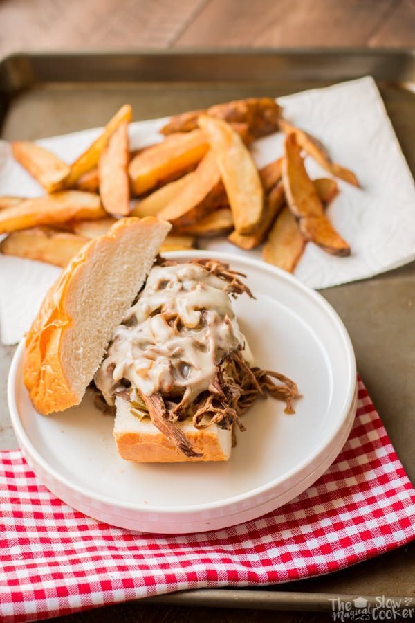 Crock Pot Shredded Beef Philly Cheese Steaks