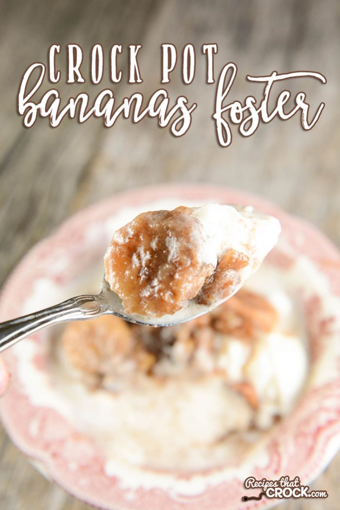 This Rumchata Crock Pot Bananas Foster Recipe takes the classic recipe up a level with the addition of deliciously creamy Rumchata. The result is a perfect crock pot dessert recipe to serve with ice cream after family dinner.