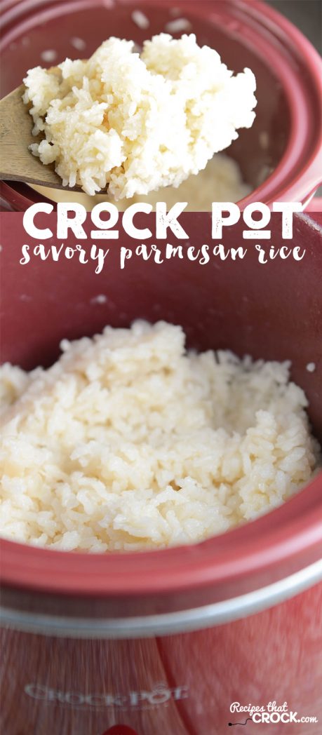 This Crock Pot Savory Parmesan Rice Recipe is a family favorite! We love this slow cooker side dish recipe.