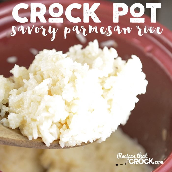 This Crock Pot Savory Parmesan Rice Recipe is a family favorite! We love this slow cooker side dish recipe.
