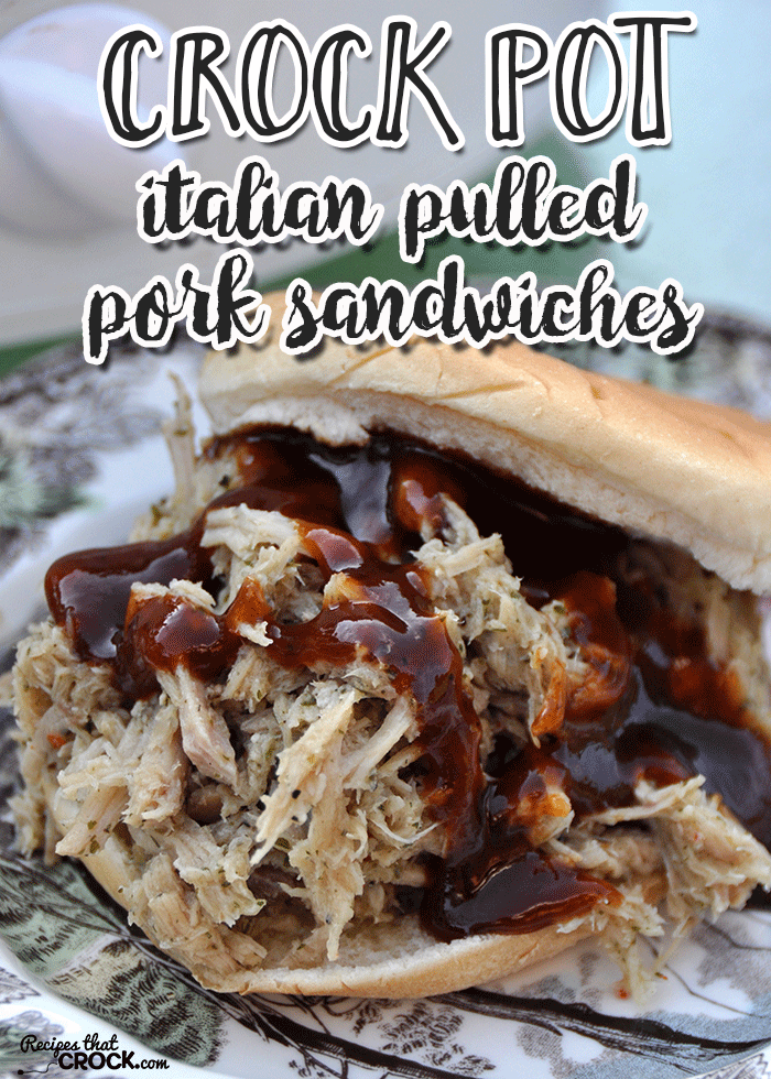 If you love Italian seasoning, then this Crock Pot Italian Pulled Pork Sandwiches recipe is the recipe for you! It is literally the easiest recipe to put on in the morning!