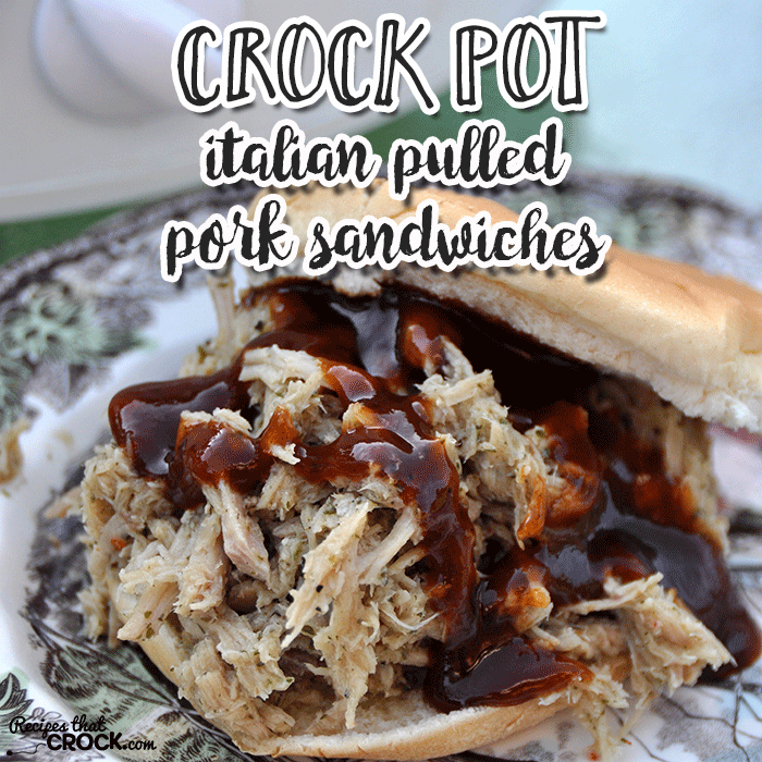 If you love Italian seasoning, then this Crock Pot Italian Pulled Pork Sandwiches recipe is the recipe for you! It is literally the easiest recipe to put on in the morning!