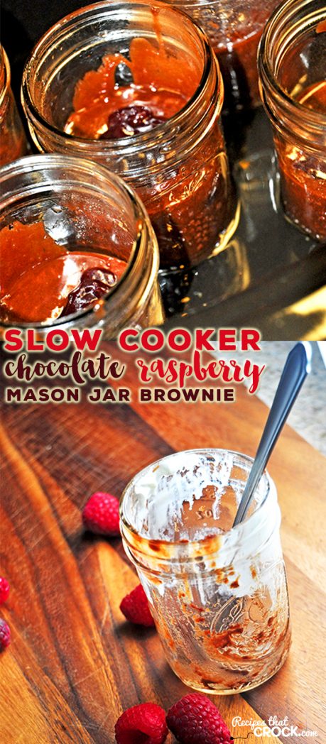 Slow Cooker Chocolate Mason Jar Brownies are ah-mazing individual desserts. They are also the perfect dessert recipe for on the go meals!