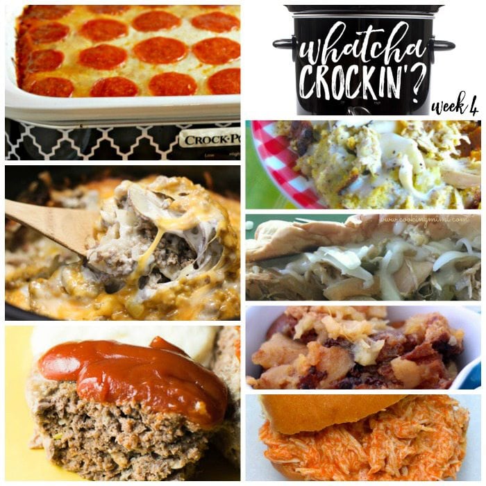 This week's Whatcha Crockin' crock pot recipes include Crock Pot Chicken and Dressing, Wonderful Meatloaf Recipe, Sausage Potato Casserole, Low Carb Crock Pot Pizza Casserole, Slow Cooker Buffalo Chicken Sandwiches, Slow Cooker Chicken Cheesesteaks, Crock Pot Apple Brown Betty and more!