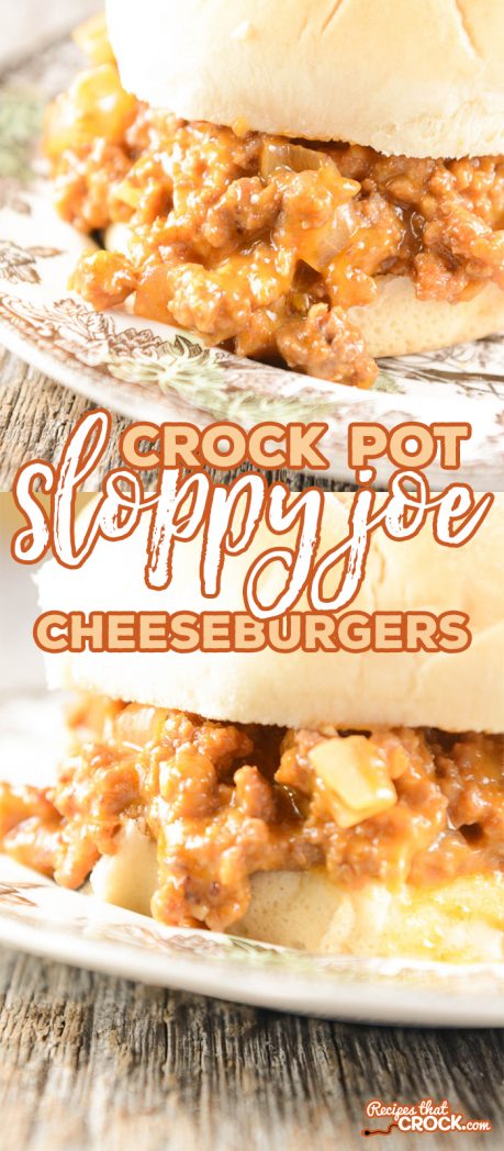 Crock Pot Sloppy Joe Cheeseburgers are so yummy EVERYONE will ask for the recipe! Simple, delicious and perfect for family dinner or a potluck with friends! via @recipescrock