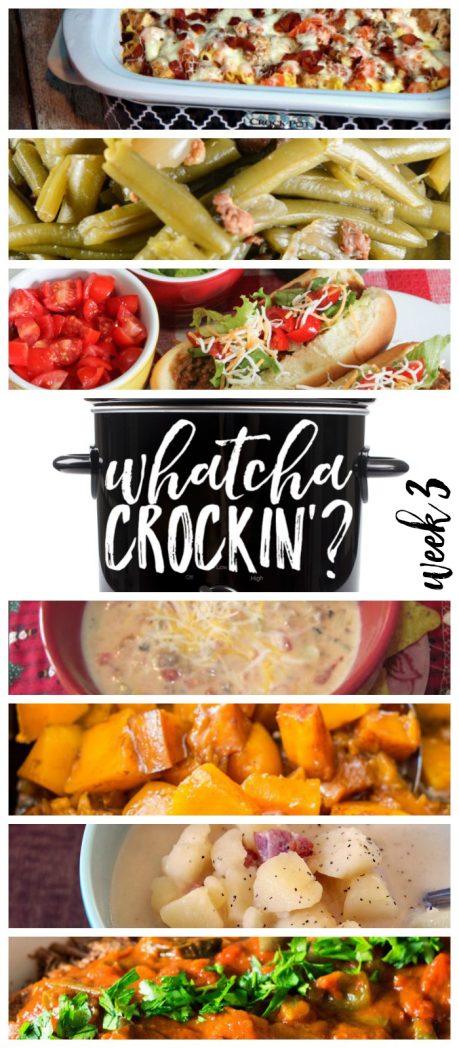 Slow Cooker Cheeseburger Soup (WW Style), Crock Pot Chicken Bacon Ranch Pizza Casserole, Crock Pot Taco Joes, Old Fashioned Slow Cooker Green Beans, Crock Pot Potato Soup, Slow Cooker Cinnamon Sugar Butternut Squash AND Braised Italian Pot Roast are featured in this week's Whatcha Crockin' Crock Pot Recipe Party!