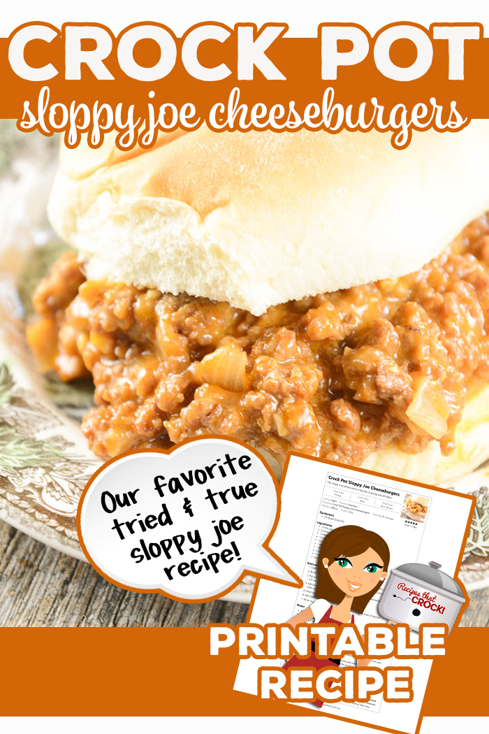 Crock Pot Sloppy Joe Cheeseburgers are so yummy EVERYONE will ask for the recipe! Simple, delicious and perfect for family dinner or a potluck with friends! via @recipescrock