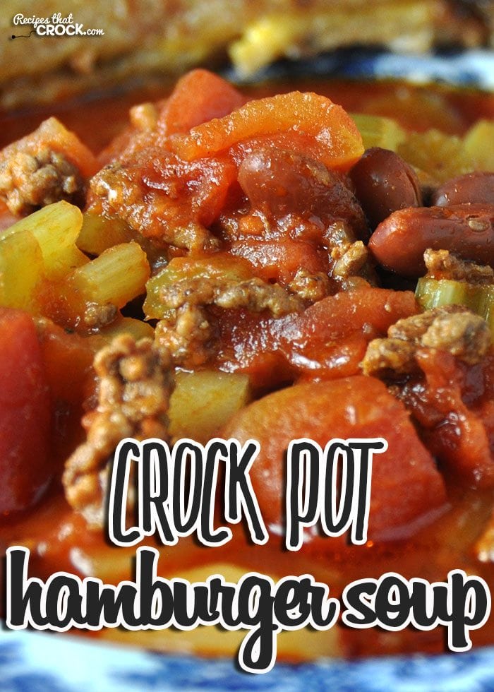 This Crock Pot Hamburger Soup has it all! Super easy, great flavor, meat, veggies and goes great with a grilled cheese!