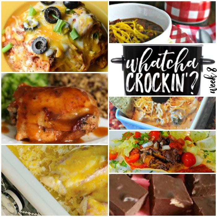 This week's Whatcha Crockin' crock pot recipes include Kay's Blue Ribbon Crock Pot Chili, Crock Pot Spicy Chicken Queso Dip, Crock Pot Bacon Ranch Chicken, Beef Tostadas, Honey Garlic Chicken and Gravy, Slow Cooker Fudge (made with honey), Mexican Lasagna and more!