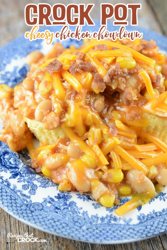 This Crock Pot Cheesy Chicken Chowdown is an incredibly easy recipe to throw together and it is down right delicious!