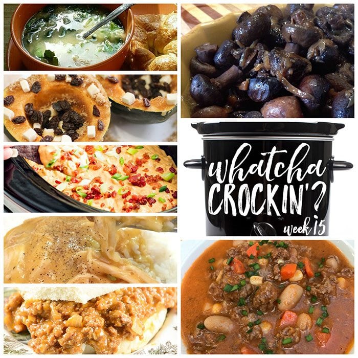 This week's Whatcha Crockin' crock pot recipes include Kickin' Cowboy Queso Dip, Beef Bean Slow Cooker Soup, Crock Pot Sloppy Joe Cheeseburgers, Crock Pot Mushrooms and Onions, Slow Cooker Buttery Acorn Squash, Slow Cooker Chicken Spinach and Orzo Soup, Electric Slow Cooker Cheesy Chicken and Rice and much more!