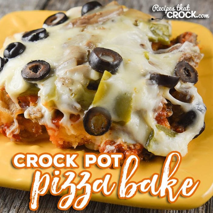 Crock Pot Pizza Bake: Do you love deep dish pizza? Our Crock Pot Pizza Bake has a fantastic flavorful bubble up crust with deep dish toppings all made in your slow cooker.