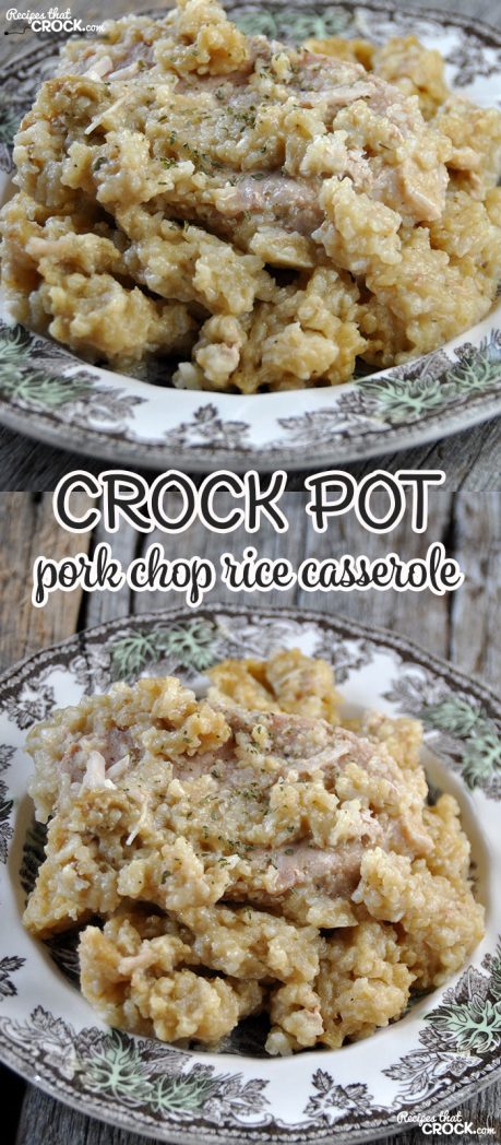 If comfort food is what you want, then you don't want to miss this delicious Crock Pot Pork Chop Rice Casserole! It is super easy and deeelicious!