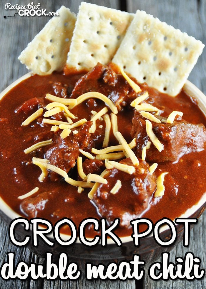 This Crock Pot Double Meat Chili is a must-have recipe! The first time I had it, I knew I wanted to have it again! And now you can have it too!