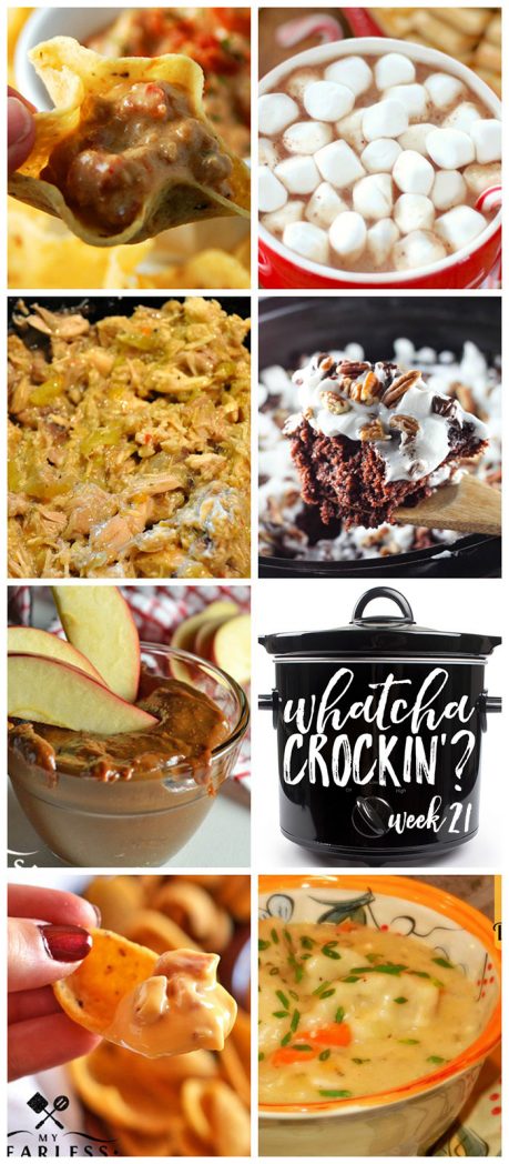 This week's Whatcha Crockin' crock pot recipes include Slow Cooked Chicken and Dumplings, Bacon Cheeseburger Crock Pot Dip, Rocky Road Chocolate Spoon Cake, Crock Pot Creamy Hot Chocolate, Slow Cooker Dulce de Leche Chocolate Dip, Slow Cooker Hot Ham and Cheese Dip, Crock Pot Italian Chicken and much more!