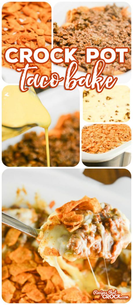 Crock Pot Taco Bake is an delicious adaptation of our popular oven recipe. Layers of chili cheese fritos, taco meat, cheese sauce, shredded cheese and more fritos bake up into a delicious casserole we love to serve over a bed of lettuce with all our favorite taco toppings! #ad #BoardToTable @krogerco