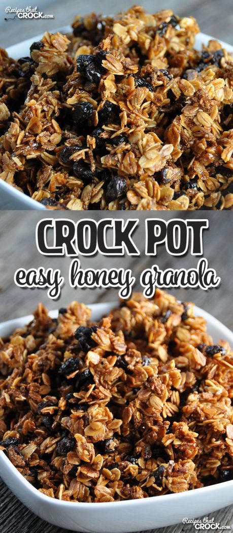 Do you love a snack that is super simple to make and can hang around for up to a couple of weeks? (That is if it doesn't get gobbled up in a couple of days! ) Then you will love this Easy Crock Pot Honey Granola!