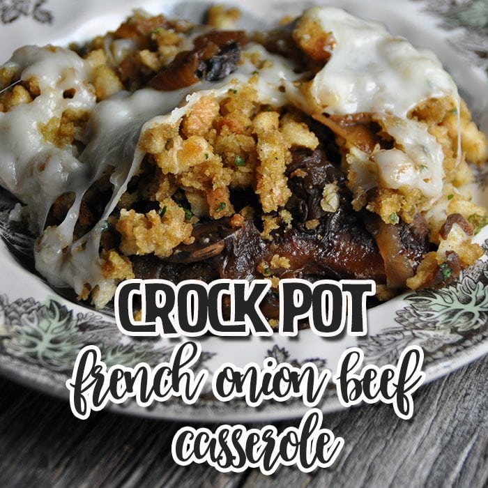 If you love a unique recipe that will knock your socks off, do I have a treat for you! This Crock Pot French Onion Beef Casserole is ah-mazing and like nothing I have made before!