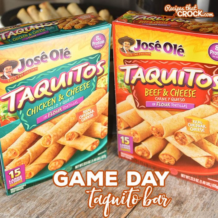 Do you love serving Taquitos at your potluck, party or tailgate? Our Game Day Taquito Bar keeps your favorite game day snack nice and toasty while serving it up with our Crock Pot Pizzeria Dip and Crock Pot Cream Cheese Enchilada Dip. We like to serve them with @joseolecentral Chicken Cheese Taquitos and Beef Cheese Taquitos. #JustSayOle #ad