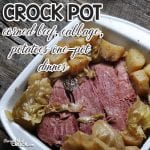 If you love corned beef and cabbage, you are going to flip over this delicious Crock Pot One Pot Corned Beef Cabbage Potato Dinner! So easy and delicious!
