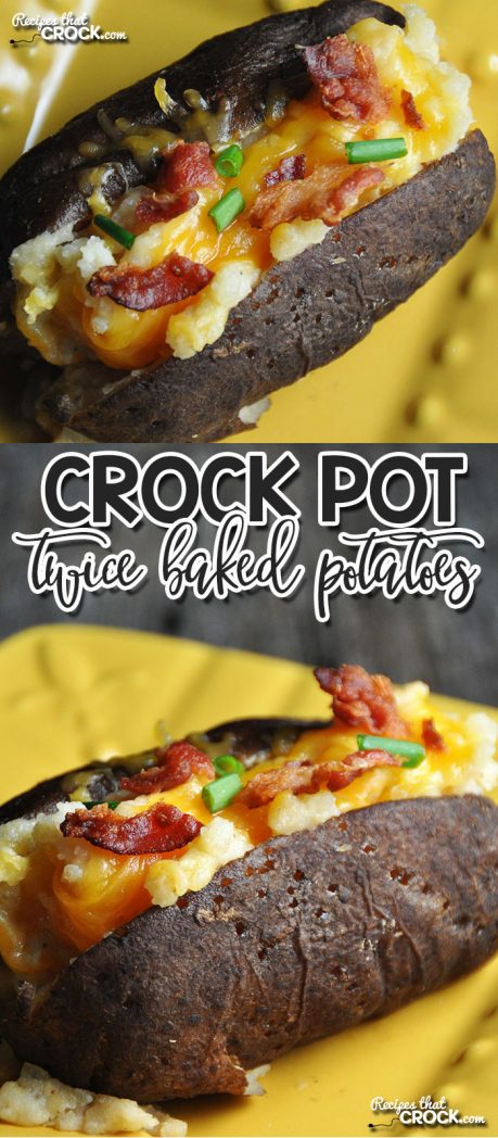 Do you love a delicious baked potato? Then you don't want to miss these amazing Crock Pot Twice Baked Potatoes! They are the perfect side!