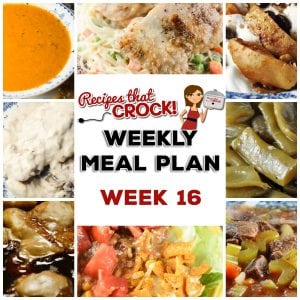 This week's weekly menu features comforting Homemade Crock Pot Tomato Soup with Grilled Cheese, Easy Crock Pot Chicken Dinner for Two, Easy Crock Pot Beef Stew, Crock Pot Angel Pork Chops with Crock Pot Green Beans, Crock Pot Taco Casserole, Peanut Butter Jelly Casserole and Slow Cooker Baked Apples.
