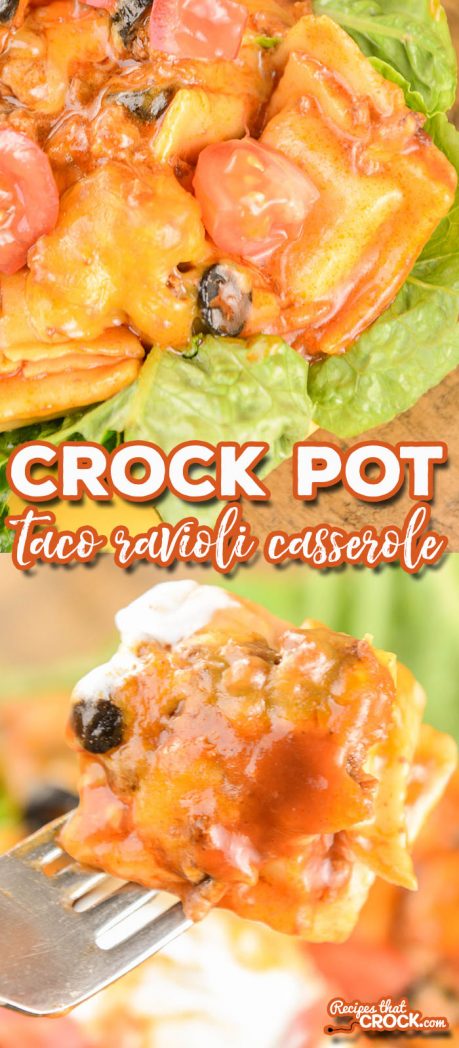 This Crock Pot Taco Ravioli Casserole recipe is the perfect way to switch up taco night and so simple to put together. It was an instant family dinner favorite at our house!