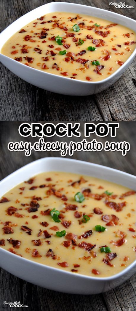 If you want delicious comfort food that is easy to make, you don't want to miss this Crock Pot Easy Cheesy Potato Soup! It was an instant family favorite!