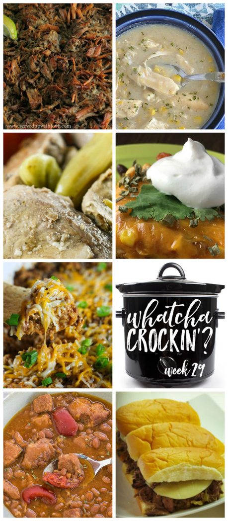 This week's Whatcha Crockin' crock pot recipes include Crock Pot Spicy Enchilada Stack, Crock Pot Pork Baked Bean Soup, Crock Pot Beef Enchilada and Rice Dip, Slow Cooker Carnitas, Slow Cooker Italian Beef, Crock Pot Chicken Corn Chowder, Crock Pot Mississippi Pork Chops and much more!