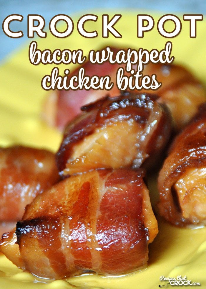 Are you looking for THE appetizer to take to your next party or potluck? These Crock Pot Bacon Wrapped Chicken Bites will be perfect for just that!