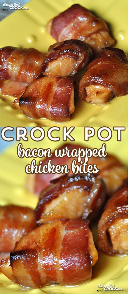 Are you looking for THE appetizer to take to your next party or potluck? These Crock Pot Bacon Wrapped Chicken Bites will be perfect for just that!