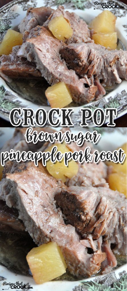 This Crock Pot Brown Sugar Pineapple Pork Roast is so simple it can be thrown together in less than two minutes. After your crock pot does all the work, you have a tender, juicy roast with a wonderful au jus for everyone to enjoy!