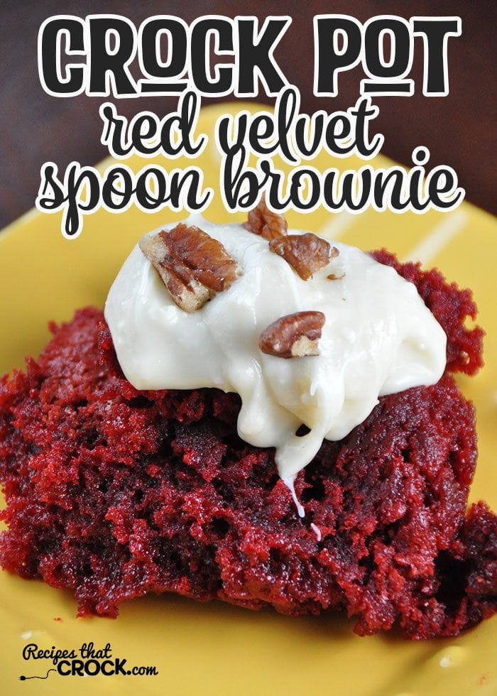 Are you ready?! These Crock Pot Red Velvet Spoon Brownies are gonna knock your socks off! One bite will leave you saying, "Wow!"