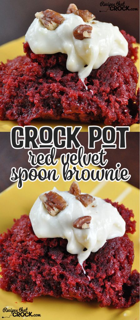Are you ready?! These Crock Pot Red Velvet Spoon Brownies are gonna knock your socks off! One bite will leave you saying, "Wow!"