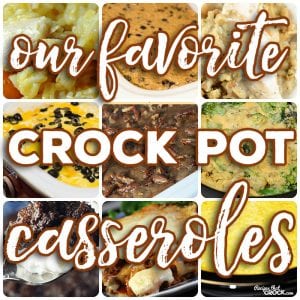 Crock Pot Casseroles: We are sharing our favorite crock pot casseroles- Easy all-in-one main dish casseroles, tasty side dish casseroles and great breakfast and dessert casseroles. Chicken Stuffing Casserole, Chicken Enchiladas, Sweet Potato Casserole, Cheesy Lasagna, Broccoli Cheese Casserole, Cheesy Rice Casserole, 3 Bean Casserole Crunch, French Toast Cinnamon Roll Casserole and many, many more.