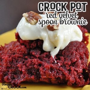 Are you ready?! These Crock Pot Red Velvet Spoon Brownies are gonna knock your socks off! One bite will leave you saying, "Wow!"