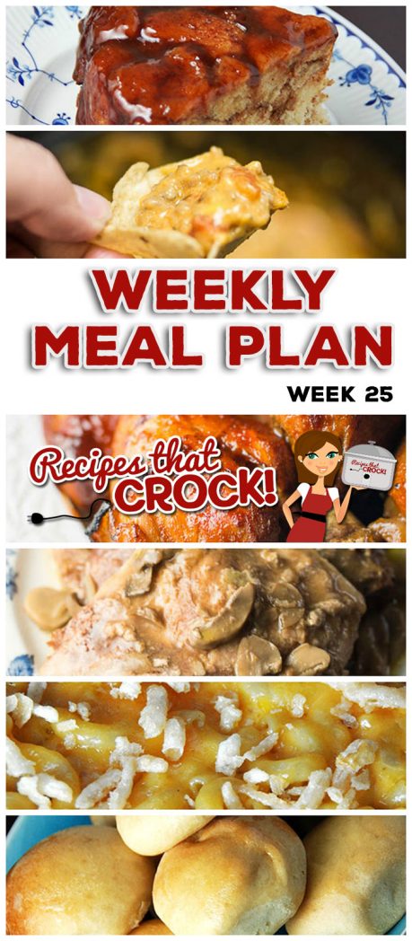 This week's weekly menu features Easy Crock Pot Pork Chops, Crock Pot Pierogi Casserole, Crock Pot Chicken Drumsticks, Crock Pot Dinner Rolls, Crock Pot Golden Mac 'n Cheese, Crock Pot Tex Mex Dumpling Soup, Crock Pot Mississippi Chicken Thighs, Crock Pot Bacon Cheeseburger Casserole, Crock Pot Cheesy Ham Hashbrown Casserole, Crock Pot Monkey Bread and Crock Pot Sausage Cheese Dip.