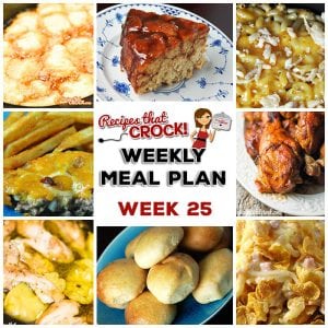 This week's weekly menu features Easy Crock Pot Pork Chops, Crock Pot Pierogi Casserole, Crock Pot Chicken Drumsticks, Crock Pot Dinner Rolls, Crock Pot Golden Mac 'n Cheese, Crock Pot Tex Mex Dumpling Soup, Crock Pot Mississippi Chicken Thighs, Crock Pot Bacon Cheeseburger Casserole, Crock Pot Cheesy Ham Hashbrown Casserole, Crock Pot Monkey Bread and Crock Pot Sausage Cheese Dip.