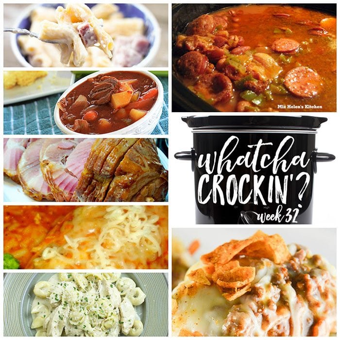 This week's Whatcha Crockin' crock pot recipes include Slow Cooker Cajun Red Beans and Rice, Ham and Cheese Pasta Bake, Slow Cooker Beef Stew, Crock Pot Chicken Alfredo Tortellini, Crock Pot Taco Bake, Crock Pot Garlic Honey Mustard Ham, Slow Cooked Spanish Chicken With Chorizo Spiced Rice and much more!