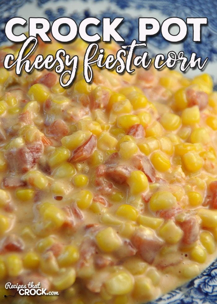 This delicious Crock Pot Cheesy Fiesta Corn recipe can be thrown together in under five minutes and has an amazing flavor!