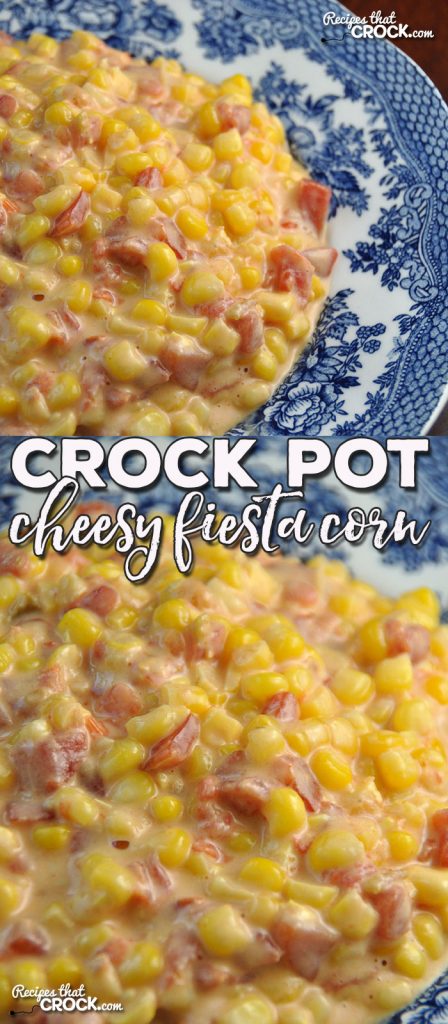 This delicious Crock Pot Cheesy Fiesta Corn recipe can be thrown together in under five minutes and has an amazing flavor!