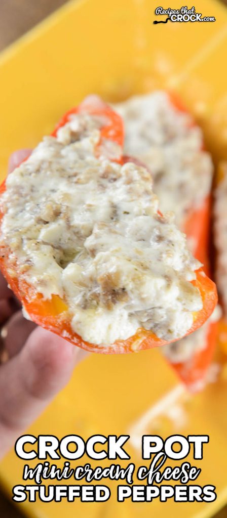 These Crock Pot Mini Cream Cheese Stuffed Peppers are great as an appetizer or side dish. 