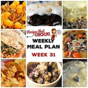 This week's weekly menu features Crock Pot Buffalo Ranch Chicken Nachos, Crock Pot Tomato Rice with Stuffed Tilapia, Crock Pot Minestrone Soup, Crock Pot Cheeseburger Pie, Creamy Crock Pot Dijon Mushroom Pork, Crock Pot Blueberry Breakfast Casserole, Crock Pot Brownie S’mores and Crock Pot Cheesy Party Mix.