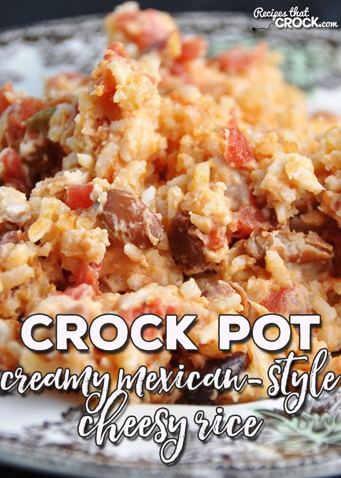 This Creamy Mexican Style Crock Pot Cheesy Rice is going to kick your next taco Tuesday or family fiesta up a notch for sure! Everyone will be saying, "Olé"!