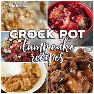 This week for our Friday Favorites we have Crock Pot Dump Cake Recipes we have Crock Pot Apple Spice Dump Cake, Crock Pot Peaches 'n Cream Dump Cake, Crock Pot Cherry Pineapple Dump Cake, Crock Pot Apple Dump Cake and Crock Pot White Chocolate Cherry Dump Cake!